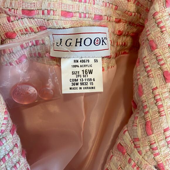 J.G. Hook Pink Textured Patterned Skirt Suit NWT - Women's Size 16W - Picture 7 of 9